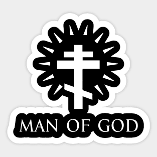 Man Of God - Orthodox Cross - White - Christian Series 8W Sticker